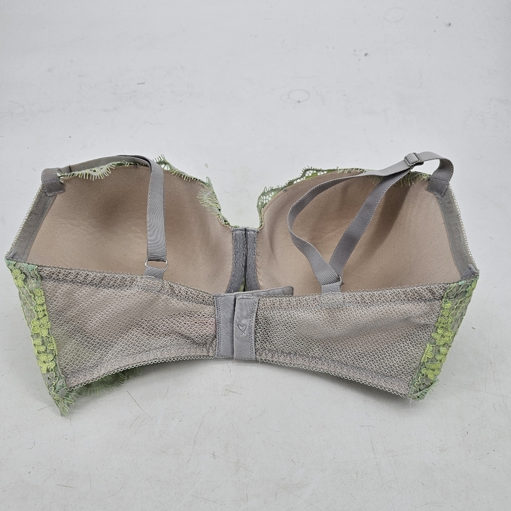 Victorias Secret Dream Angels Lined Demi Gray Lime Lace Bra Womens Size 34DDD - Picture 2 of 7